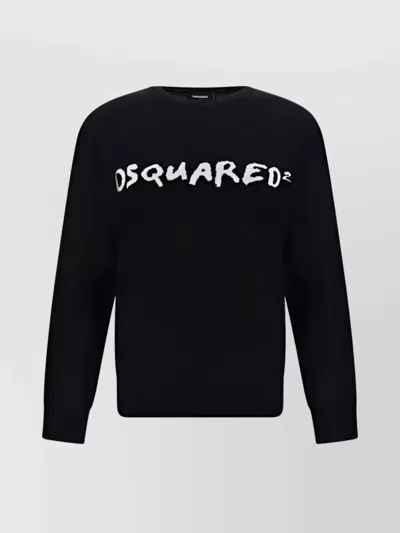Dsquared2 Crew Neck Wool Sweater In Black