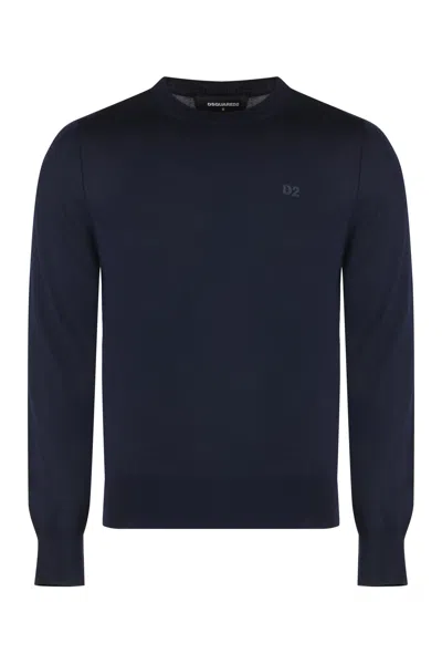 Dsquared2 Crew-neck Wool Jumper In Blue