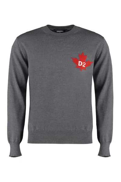 Dsquared2 Crew-neck Wool Sweater In Gray