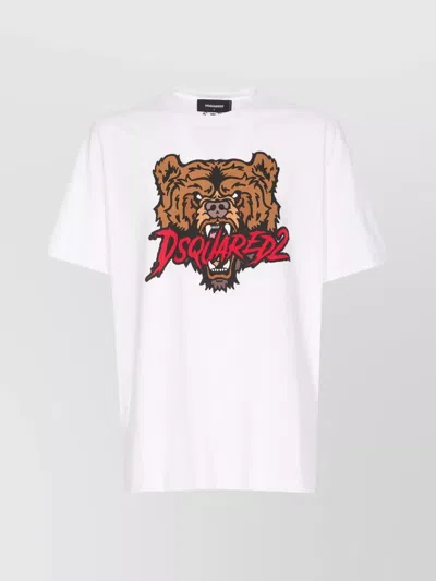 Dsquared2 Crewneck Graphic Print Short Sleeves T-shirt In White