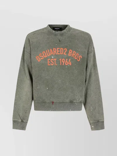 Dsquared2 Crewneck Graphic Print Sweater In Gray