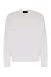 Dsquared2 Logo Plaque Cotton Crewneck Sweater In Optical White