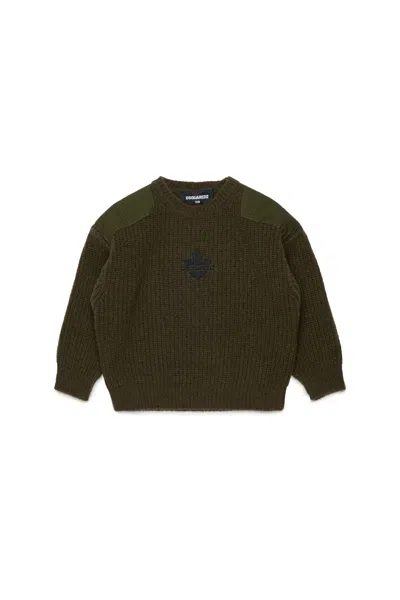 Dsquared2 Kids' Crew-neck Pullover With Logo In Green