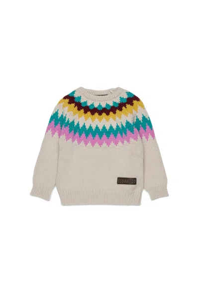 Dsquared2 Kids' Crew-neck Pullover With Logo In White