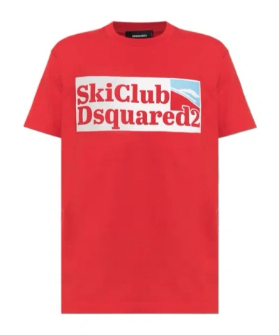 Dsquared2 Crew-neck Short-sleeve T-shirt In Red