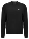 Dsquared2 Classic Black Crew-neck Sweater With Ribbed Cuffs In Black