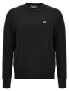 Dsquared2 Classic Black Crew-neck Sweater With Ribbed Cuffs In Black