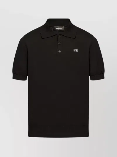 DSQUARED2 CREWNECK SWEATER WITH PIQUÉ WEAVE AND POLO COLLAR