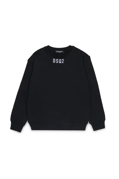 Dsquared2 Kids' Crewneck Sweatshirt With Embroidered Logo In Black