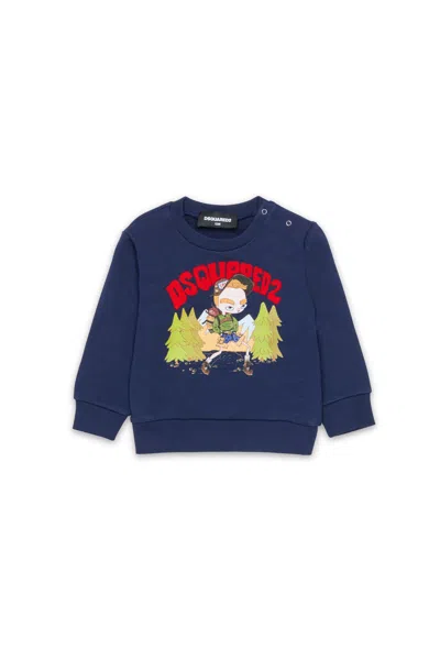 Dsquared2 Babies' Crewneck Sweatshirt With Logo In Blue