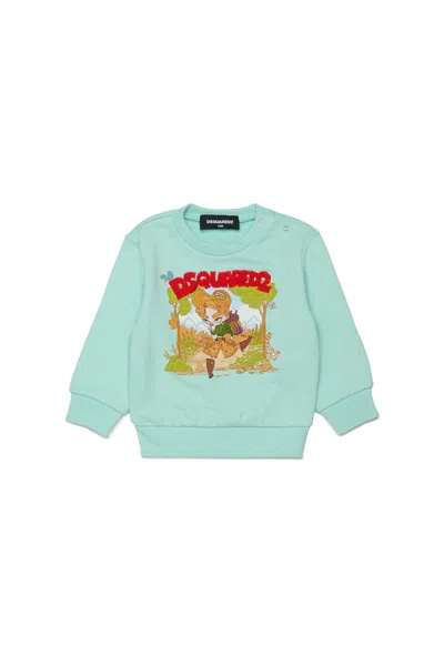 Dsquared2 Kids' Crewneck Sweatshirt With Logo In Green