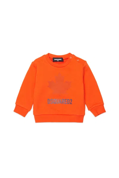 Dsquared2 Crew-neck Sweatshirt With Logo In Orange