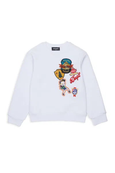 Dsquared2 Patch-detail Logo-print Sweatshirt In White