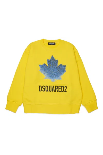 Dsquared2 Crewneck Sweatshirt With Logo In Yellow