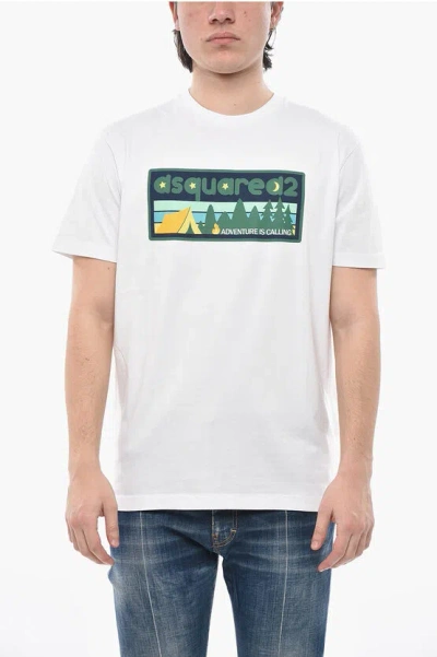 Dsquared2 Crewneck T-shirt Cool Fit With Front Print In White