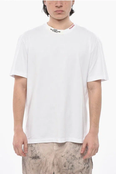 Dsquared2 Crewneck T-shirt Regular Fit Solid-color With Embroidered Lo In White