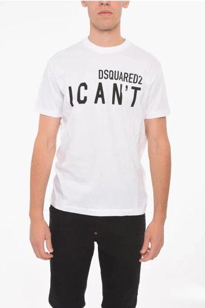 Dsquared2 Crewneck T-shirt With I Can't Print In White