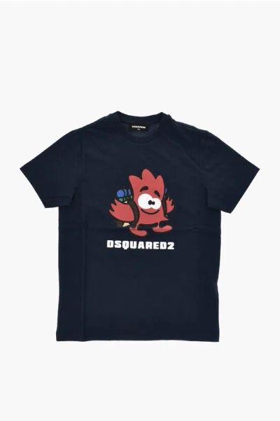 Dsquared2 Crewneck T-shirt Relax With Print In Blue