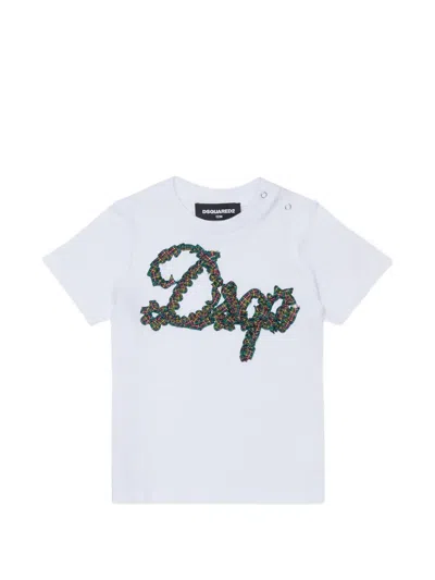 Dsquared2 Babies' T-shirt Mit Rundem Ausschnitt In Weiss
