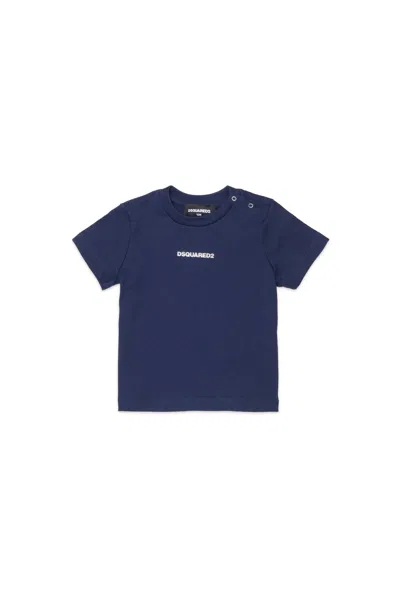 Dsquared2 Crew-neck T-shirt With Logo In Blue