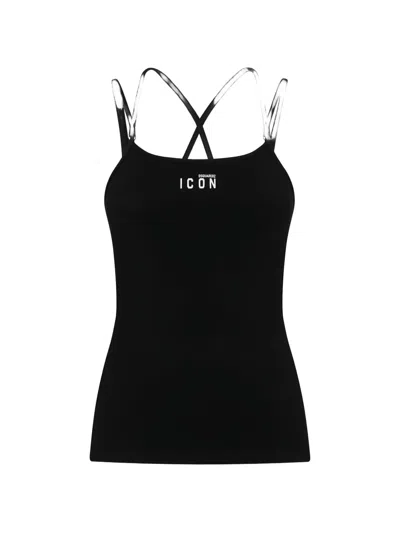 Dsquared2 Criss-cross Strap Tank Top In Black