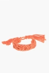 Dsquared2 Crochet Bracelet With Tassels And Embossed Monogram