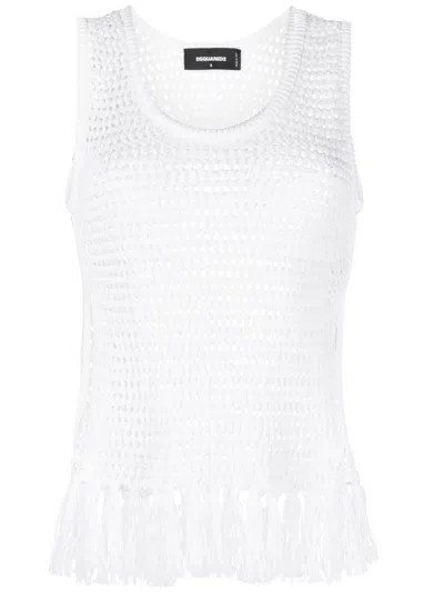 Dsquared2 Crochet-knit Tank Top In White
