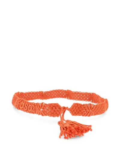 Dsquared2 Crochet Tassel-detail Cotton Belt In Orange