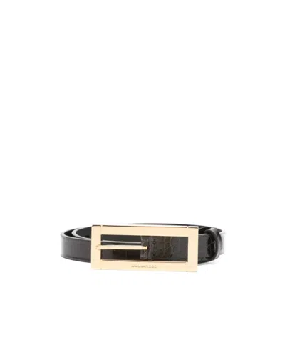 DSQUARED2 CROCODILE-EFFECT BUCKLE BELT