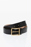 Dsquared2 Crocodile Effect Leather Belt With Golden Buckle 30mm
