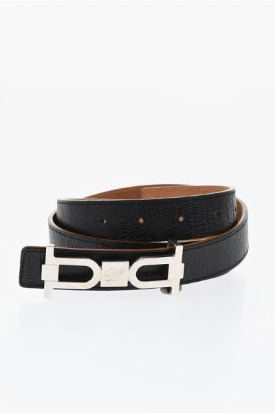 Dsquared2 Crocodile Effect Leather Belt With Silver-tone Anchor Buckle
