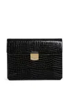 Dsquared2 Crocodile-embossed Leather Clutch Bag In Black