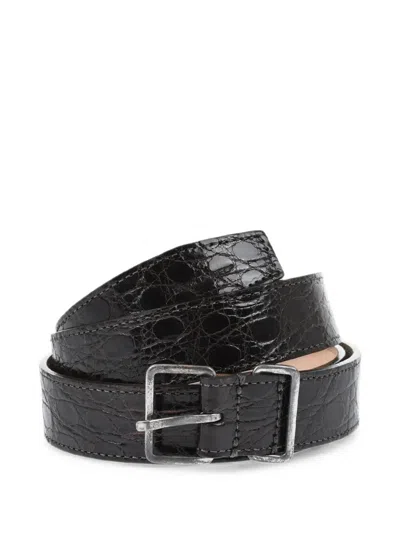 Dsquared2 Crocodile-effect Leather Belt In Black