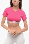 Dsquared2 Crop Top With Logoed Elastic Band In Pink