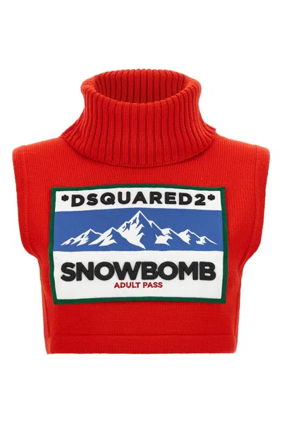 Dsquared2 Cropped 'après Ski' Gilet In Rosso
