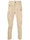 Dsquared2 Cropped Beige Trousers With Flap Pockets In Neutral