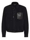 Dsquared2 Black Jacket With Classic Collar And Embossed Logo On The Front