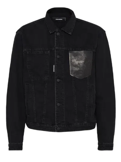 DSQUARED2 CROPPED BLACK DENIM JACKET