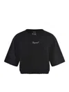 Dsquared2 Cropped Black T-shirt With Gathered Hemline