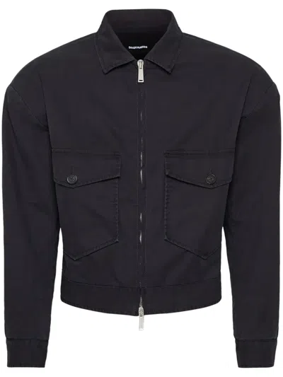 Dsquared2 Cropped Cotton Jacket In Black