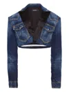 Dsquared2 Cropped Denim Jacket In Blue