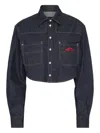 Dsquared2 Icon Logo Embroidered Denim Shirt In Blue