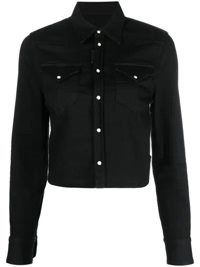 Dsquared2 Cropped Denim Shirt In Black