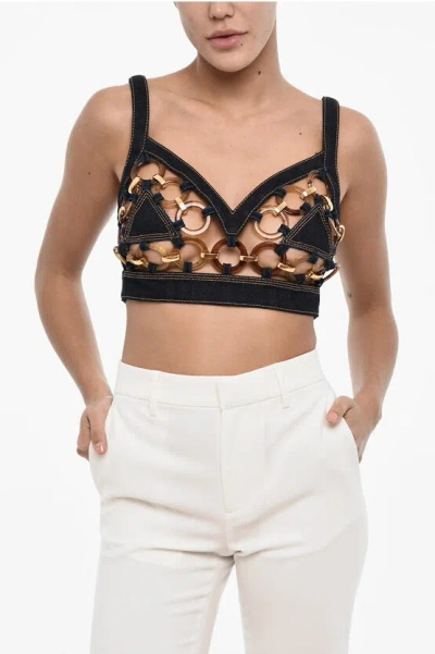 Dsquared2 Cropped Denim Top With Cut-out Details