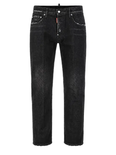 Dsquared2 Cropped Distressed Denim Jeans With Five-pocket Design In Blue