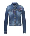 Dsquared2 Cropped Embroidered Denim Jacket In Blue