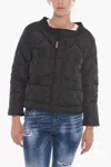 Dsquared2 Cropped Fit Quilted Down Jacket With Maxi Buttons In Black