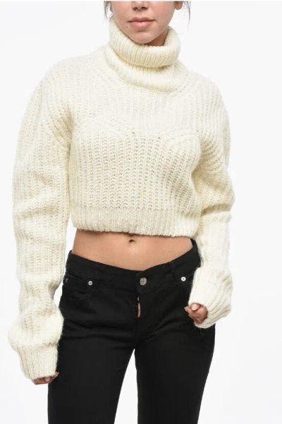 Dsquared2 Cropped Fit Turtleneck Sweater In White