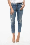 Dsquared2 Cropped Fit Twiggy Jeans With Rhinestones Embellishment 15cm In Blue