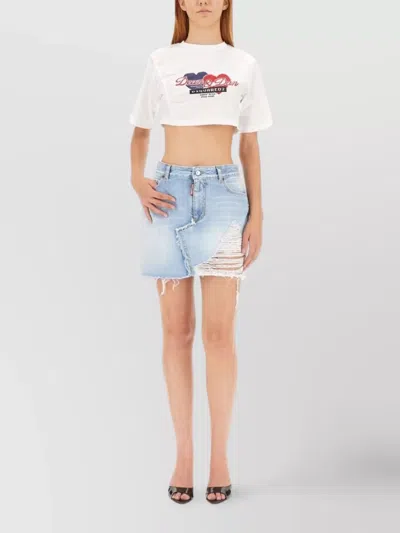 DSQUARED2 CROPPED GRAPHIC PRINT T-SHIRT
